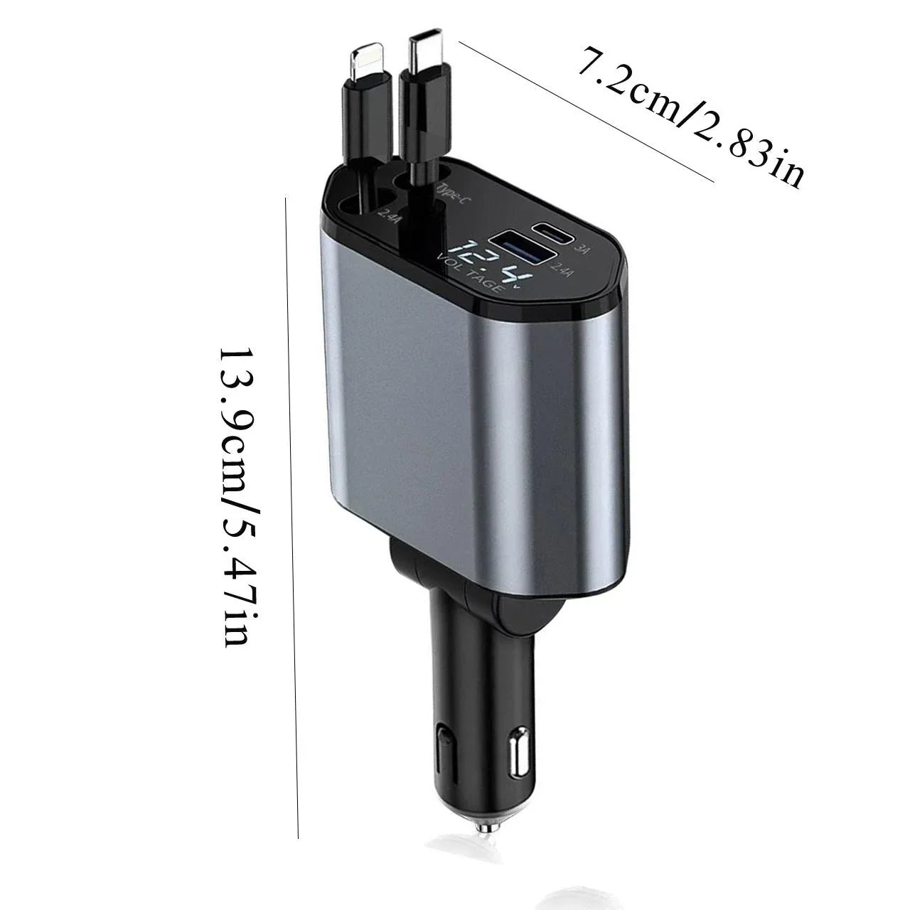 RideVolt Retractable 4 in 1 Car Phone Charger