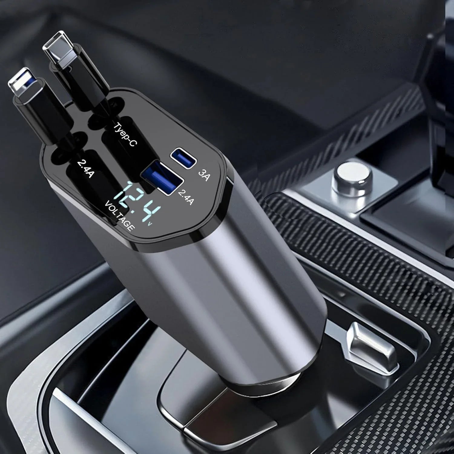 RideVolt Retractable 4 in 1 Car Phone Charger