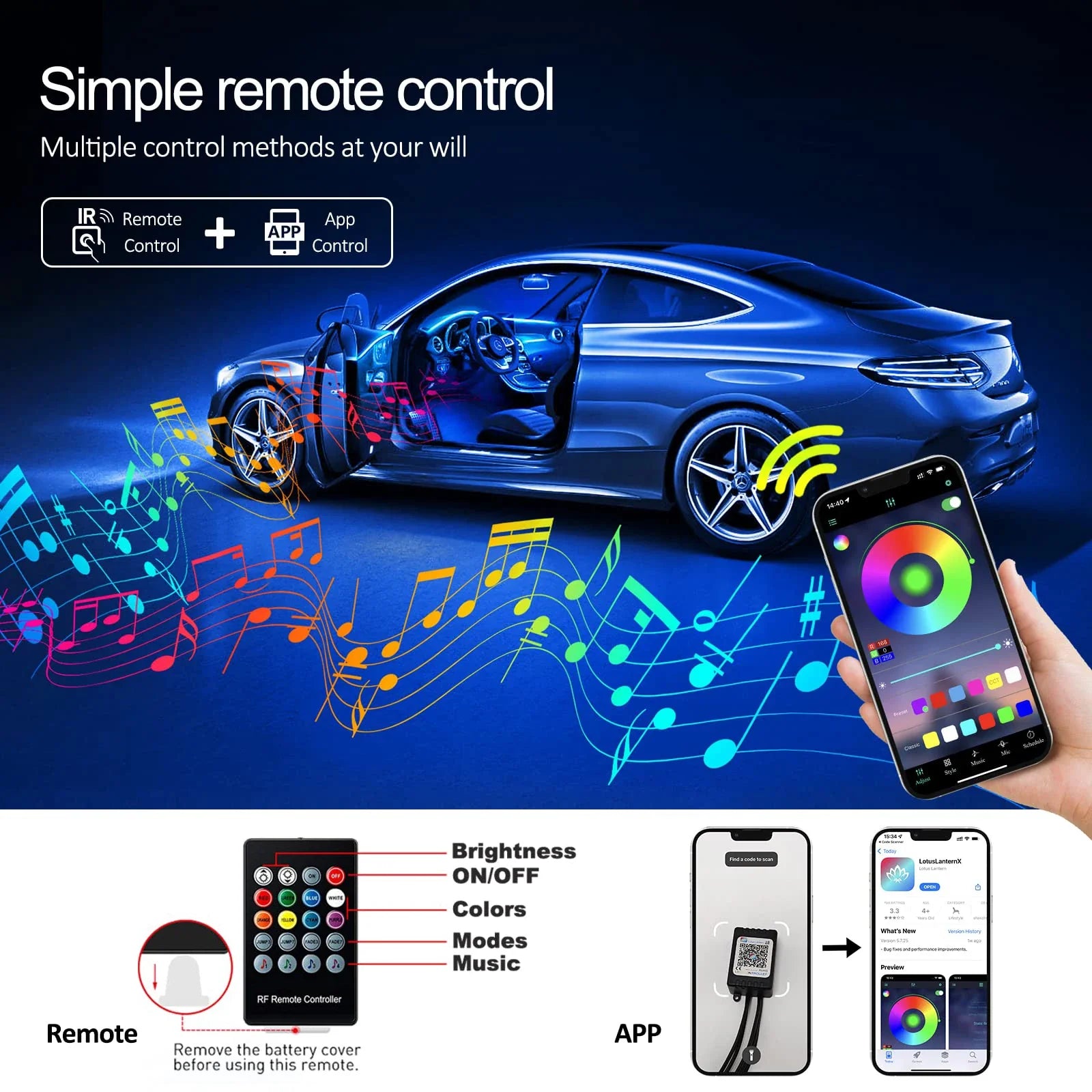 RideVolt Interior Car LED Light Strips
